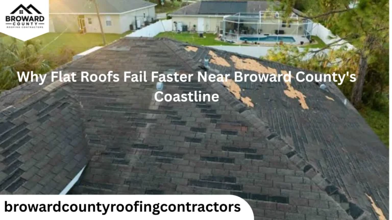 Aerial view of a storm-damaged roof with missing shingles on a Broward County home near the coast
